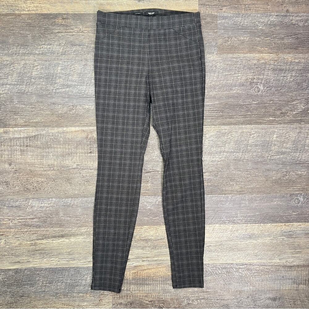 Vera Wang gray plaid skinny leg leggings pants size small S B174